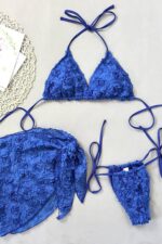 Pina Güllü Brazilian Bikini Set - Mavi - Görsel 3