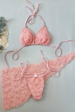 Pina Güllü Brazilian Bikini Set - Pembe - Görsel 5