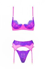 Pinky Monia Jartiyerli Set - Pembe-Mor - Görsel 3