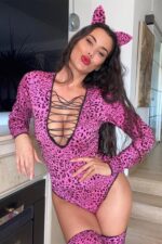 Purple Leo Fantasia Set - Pembe-Leopard