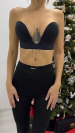 Push Up Derin Sırtı Açık Sütyen - Siyah