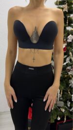 Push Up Derin Sırtı Açık Sütyen - Siyah - Görsel 3