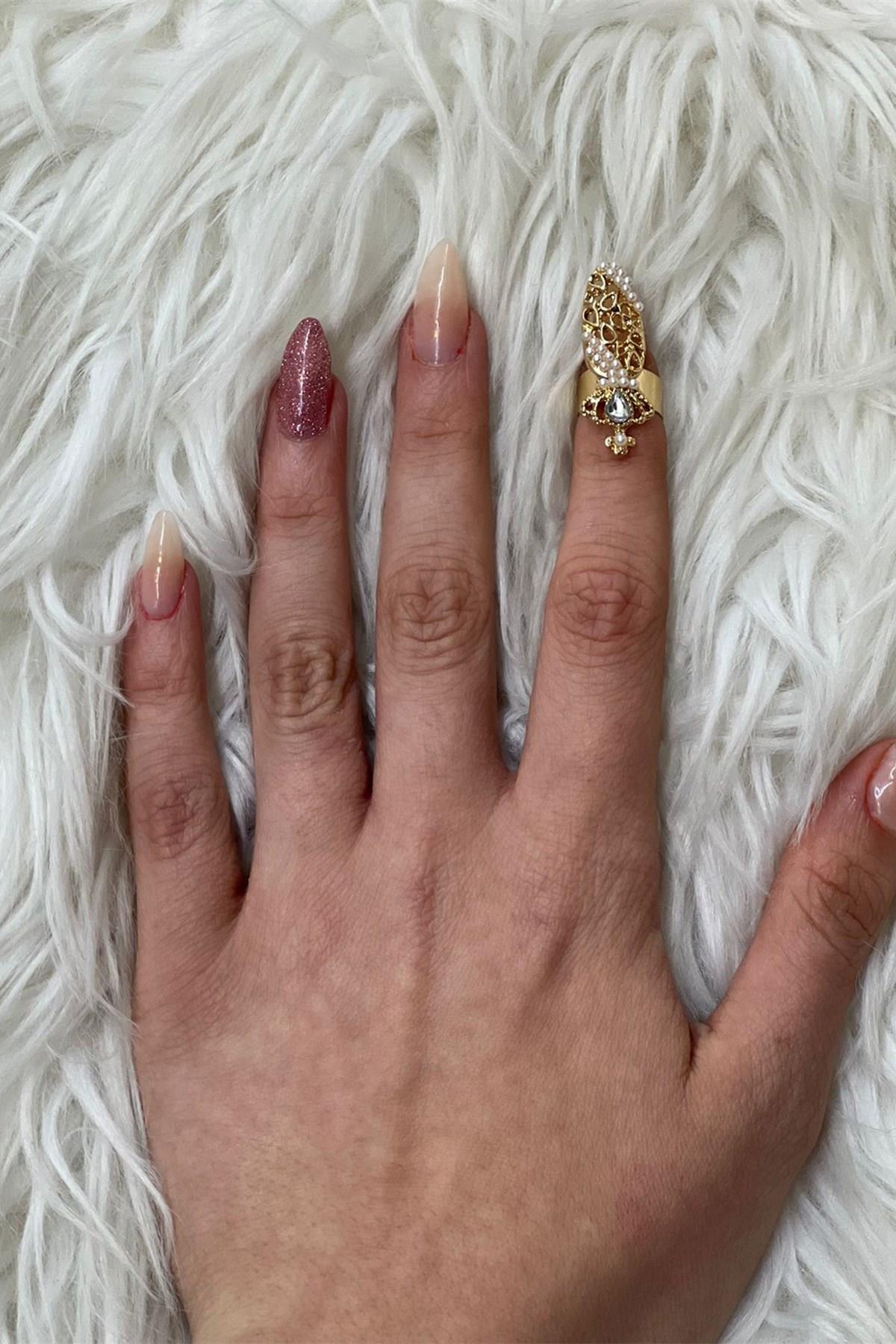 queen-king-nail-ring-411d-b Queen King Nail Ring - Beyaz - Görsel 1