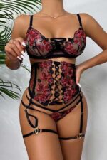 Rose Korsetta Set - Siyah-Kırmızı - Görsel 6