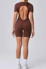 Sırtı Açık Jumpsuit - Kahverengi - Görsel 2