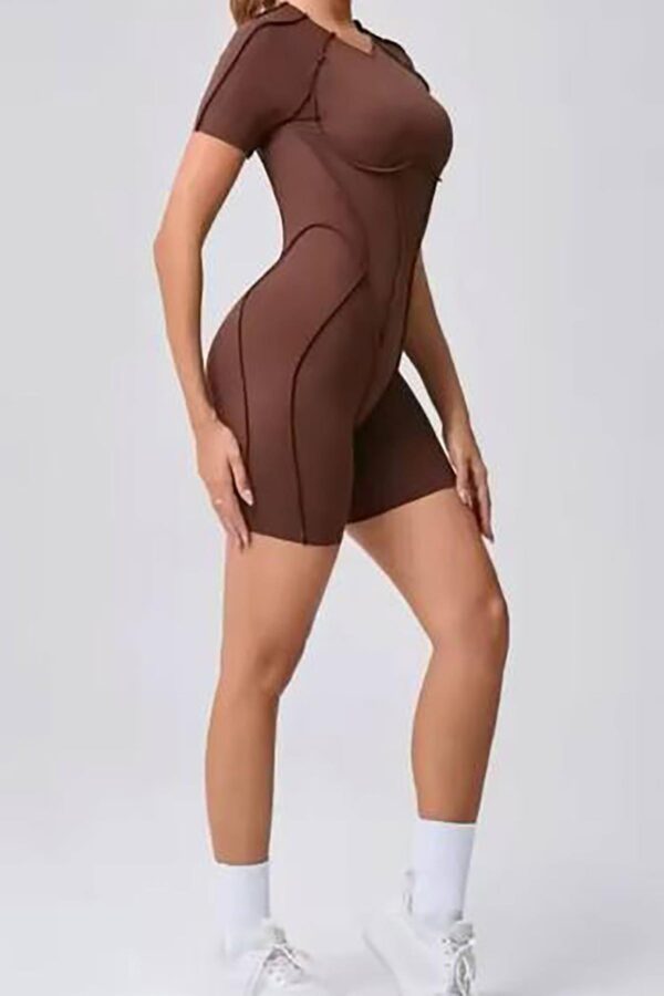 Sırtı Açık Jumpsuit - Kahverengi