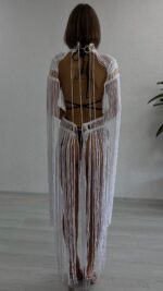 Tassel Hand Beach Elbise - Beyaz - Görsel 5