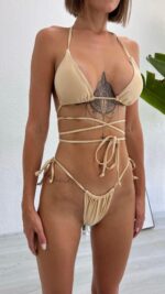 Uzun Bağlı Era Brazilian Bikini - Bej - Görsel 7