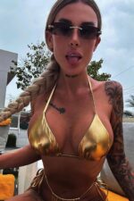 Vika Büzgülü İpli Bikini - Altın - Görsel 3