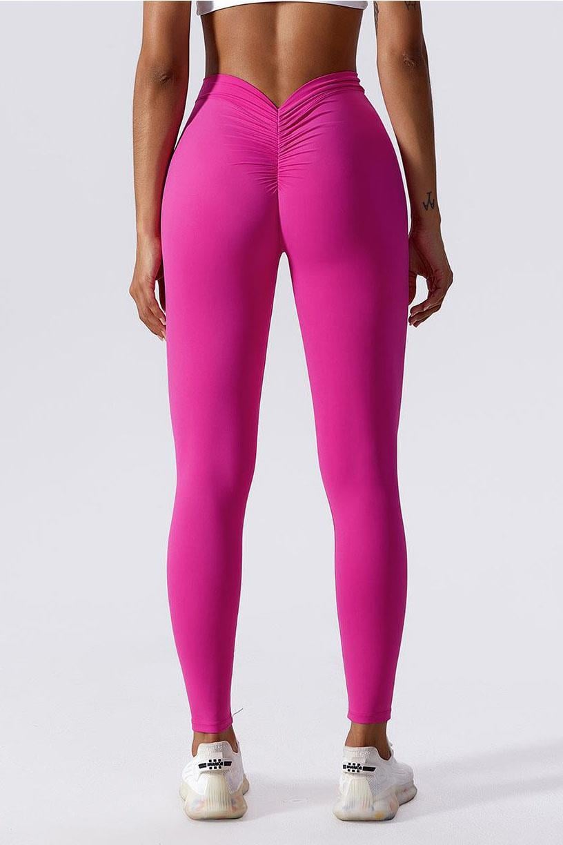 yoga-buzgulu-tayt-0ccb-1 Yoga Büzgülü Tayt - Pembe - Görsel 1