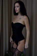 Kristina Vintage Korse - Siyah - Görsel 6