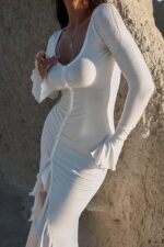 Amanda Uzun Elbise - Beyaz - Görsel 5