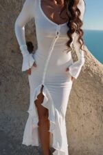 Amanda Uzun Elbise - Beyaz - Görsel 6