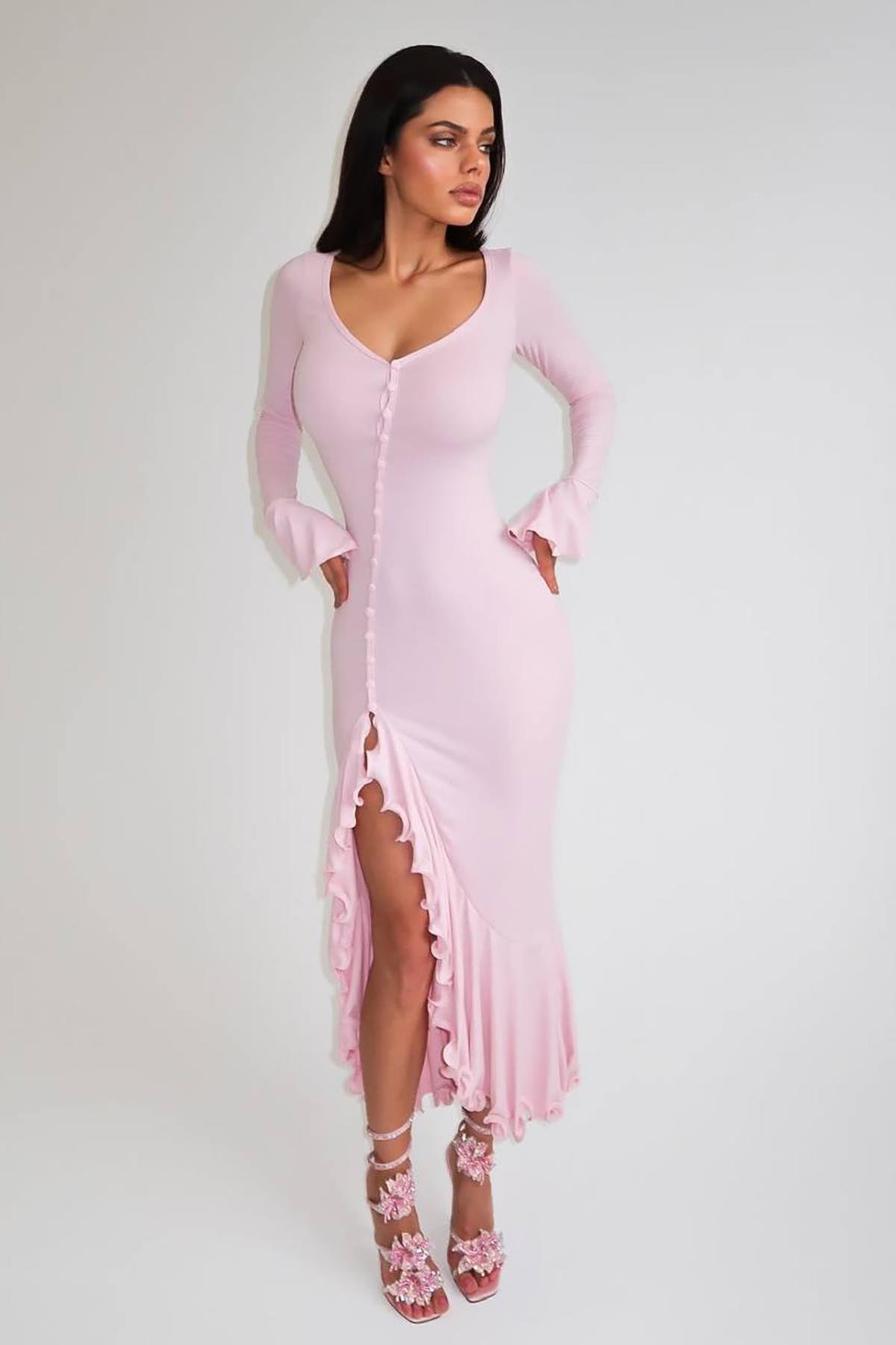 amanda-uzun-elbise-pembe-d155ea Amanda Uzun Elbise - Pembe - Görsel 1