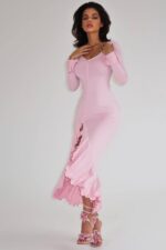 Amanda Uzun Elbise - Pembe - Görsel 3