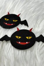 Halloween Yarasa Göğüs Sticker - Siyah - Görsel 3