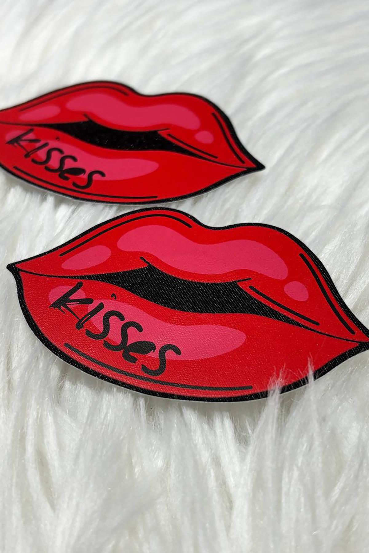 kisses-gogus-sticker-kirmizi-f897- Kisses Göğüs Sticker - Kırmızı - Görsel 1