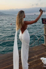 Evangelina Gece Elbisesi - Beyaz - Görsel 9