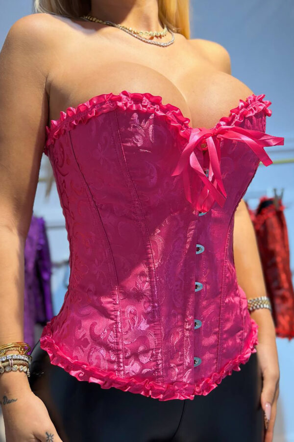 Enissa İşlemeli Korse - Neon Pembe