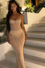Luxury Diamond Leila Elbise - Bej - Görsel 2
