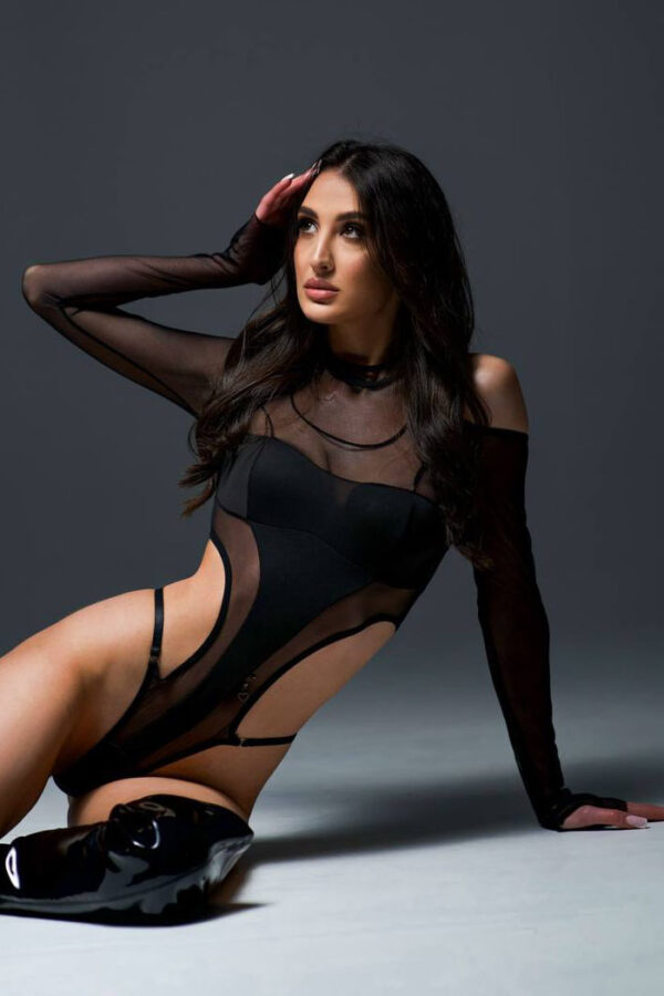 Nika Transparan Bodysuit - Siyah