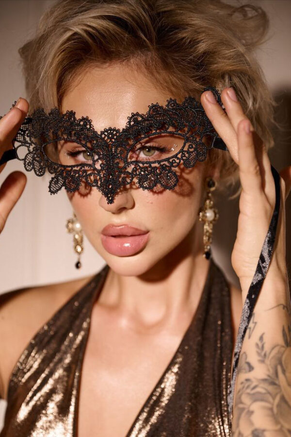 Sasha Dantel Fantezi Maske - Siyah