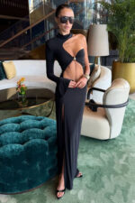 Eva Tek Kol Luxury Elbise - Siyah - Görsel 3