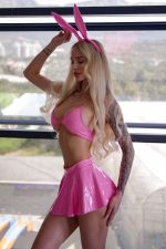 Fantezi Deri Tavşan Kostümü - Pembe - Görsel 4