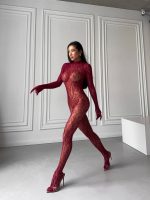 Eldivenli Full Body Çorap - Bordo - Görsel 2