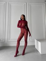 Eldivenli Full Body Çorap - Bordo - Görsel 3
