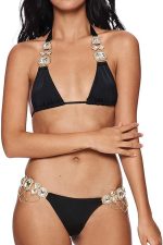 Elmas Taş Zincirli Bikini - Siyah - Görsel 3