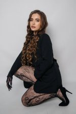 Flori Fantezi Vücut Çorabı - Siyah - Görsel 5