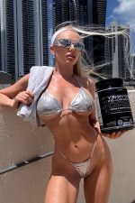 Julia Parlak Kumaş Mikro Tanga Bikini - Gümüş - Görsel 3