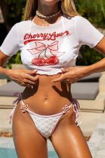 Victoria Cherry Bikini Set - Beyaz - Görsel 3