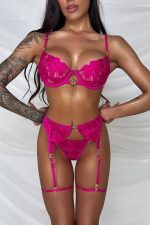Annalena Dantel Jartiyer Set - Pembe
