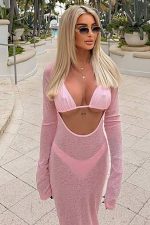 Nadya Üçlü Brazilian Bikini Takım - Pembe - Görsel 4