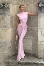Arisa Kolsuz Maxi Elbise - Pembe - Görsel 8