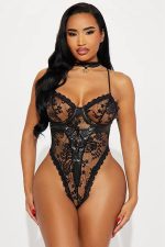 Fabrizia Dantel Bodysuit - Siyah - Görsel 5