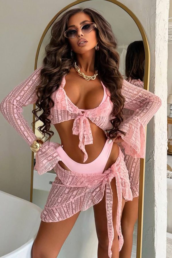 Francesca Dörtlü Plaj Takım - Pembe