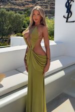 Jessica Rosa Asimetrik Elbise - Yeşil - Görsel 5
