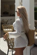 Julia Örme İkili Elbise - Beyaz - Görsel 5