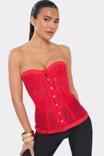 Kristina Vintage Korse - Kırmızı - Görsel 3