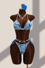 Lera Üçlü Brazilian Bikini Set - Mavi - Görsel 7