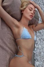Startseva Dantelli Brazilian Bikini - Mavi-Beyaz - Görsel 2